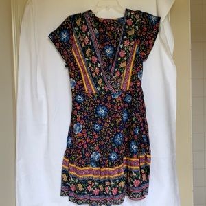 Dress lightweight no lining xxl v neck navy print